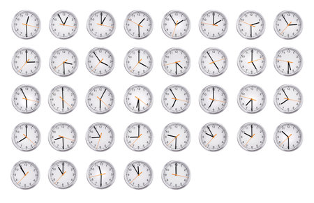 Round clocks shows the time from an hour to twelve