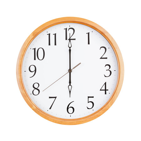 Six o'clock on the large round clock