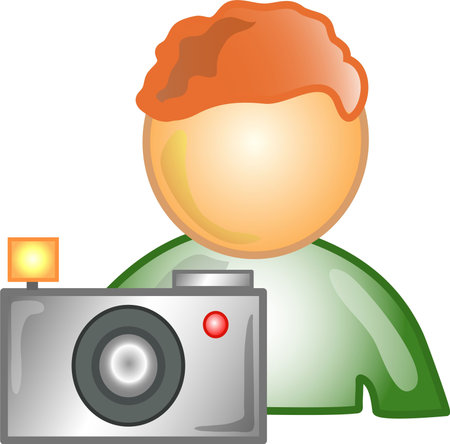Illustration of a photographer icon, that can be used as a symbol, bullet, button or design element.の写真素材