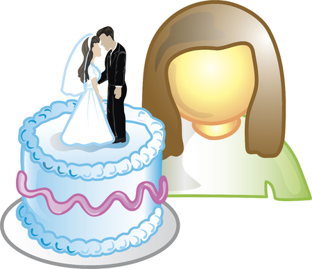 Illustration of a cake designer icon with a wedding cake. This icon is part of the food industry icon collection.のイラスト素材