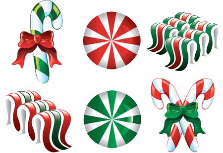 Colorful Christmas Candy Icons in red green and whiteのイラスト素材