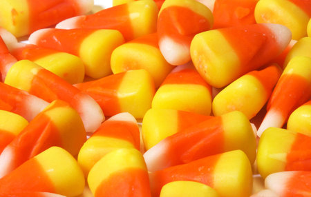 Close up photo of Halloween candy corn
