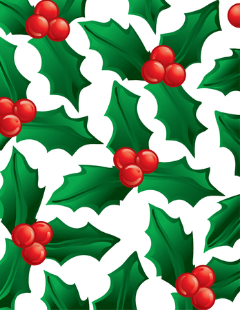 Illustration of green holly as a backgroundのイラスト素材