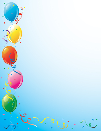 Illustration of party balloons and confetti borderのイラスト素材