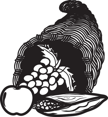 Vector illustration of a cornucopia icon or symbolのイラスト素材