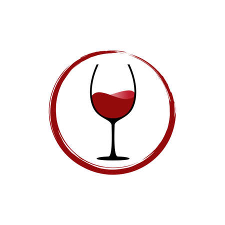 circle wine glass red colorのイラスト素材