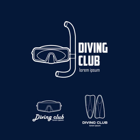 Set of icons for a diving club. Mask and flippers. Vector illustration.のイラスト素材