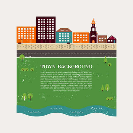 Town background vector template with vintage texture. It can be used for real estate advertising, creating guidebooks and maps.のイラスト素材