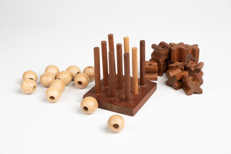 Start playing tic tac toe. Three-dimensional wooden voluminous field for tic-tac-toe competition.の写真素材