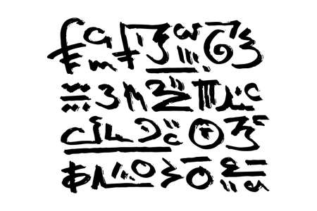 An artifact with mysterious fictional letters, symbols and words written in an unknown, magical, lost Elven languageのイラスト素材