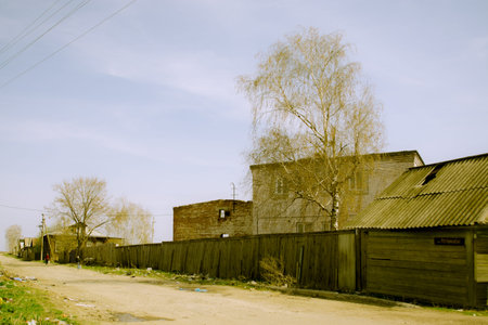 The street along the church where permitted in the Russian provinceの写真素材
