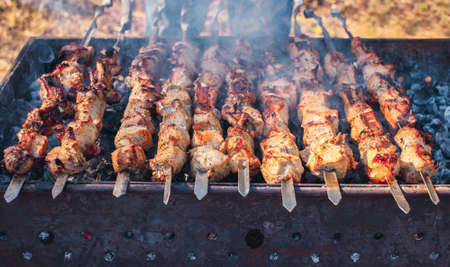 BBQ cooked on the grill. close-up.の写真素材