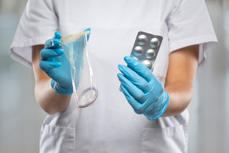 The doctor talks about the methods of contraception.の写真素材