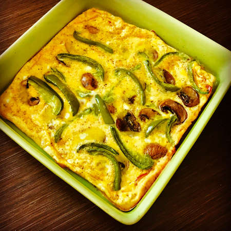 An omelette with mushrooms and peppersの素材