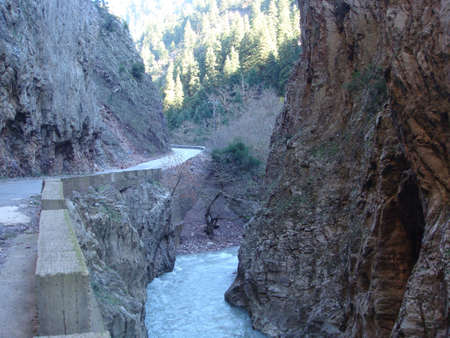 A road across the riverの素材