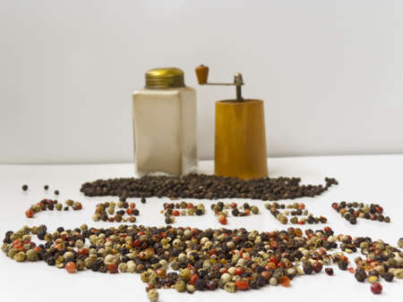Black,green,red and white peppercorn-titleの写真素材