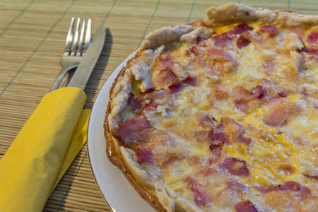 Homemade pizza on the tableの写真素材