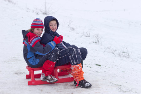 Happy children on snow