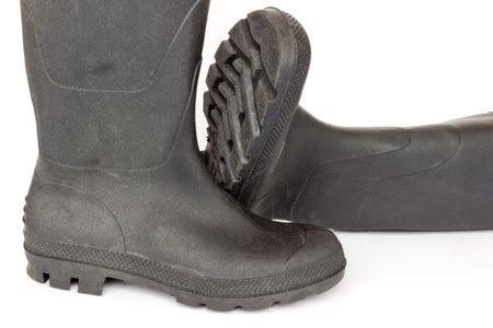 Rubber boots on white background