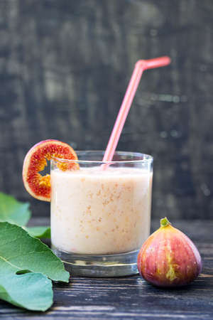 Healthy fruit drink with figsの写真素材