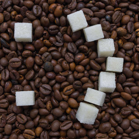 Funny composition of sugar in the form of a emoticonの写真素材