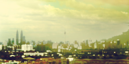 Landmark Kuala Lumpur Malaysia. Defocused image. Vintage retro