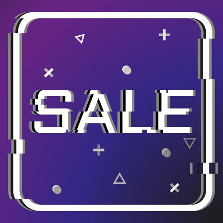 Icon Sale in glitch style. Sale promotions or offers, with glitch effects and geometric elements. Vector illustrationのイラスト素材