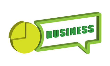 Business dialog bubble icon with pie chart. Isometric. Vectorのイラスト素材