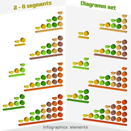Set of isometric diagram with levels volumetric circles. 3D graphics templates. Colorful infographics elements. Vectorのイラスト素材