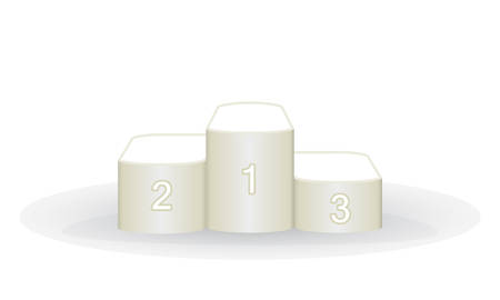 Empty winners podium with first, second, third place for award ceremony. Pedestal isolated on white background. Vector illustrationのイラスト素材