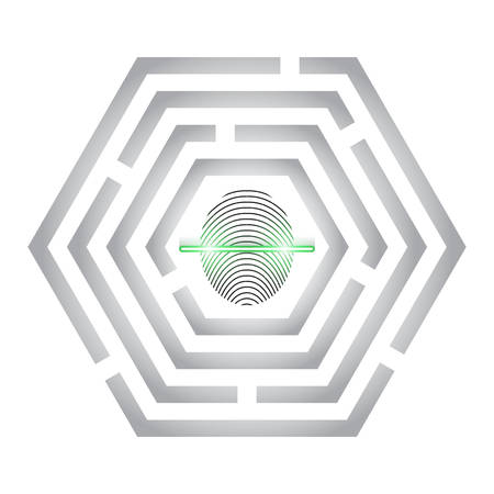 Fingerprint scan provides security access. Biometrics identification.のイラスト素材