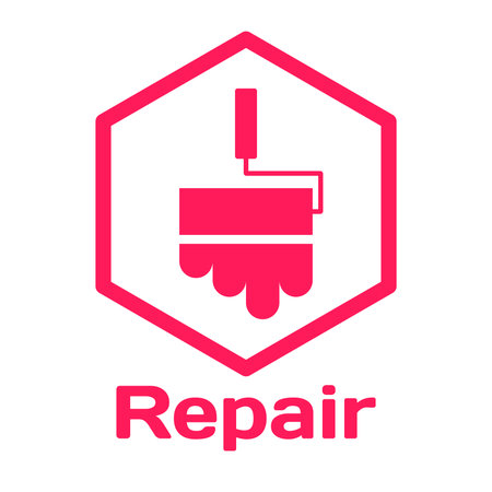 Repair flat icon. Paint roller in simple minimalistic style. Painting tool. Vector illustrationのイラスト素材