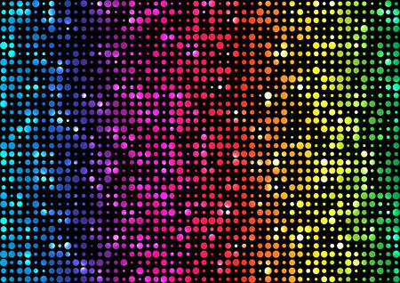 Spectrum rainbow, iridescent background of circles of different diameters on black backgroundのイラスト素材