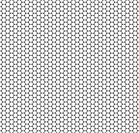 A Seamless monochrome hexagonal grid pattern of circles. Simple black white geometric texture for fabric and clothing. Vector illustrationのイラスト素材