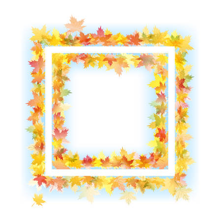 Abstract background with autumn maple leaves. Square banner free space in center for your textのイラスト素材
