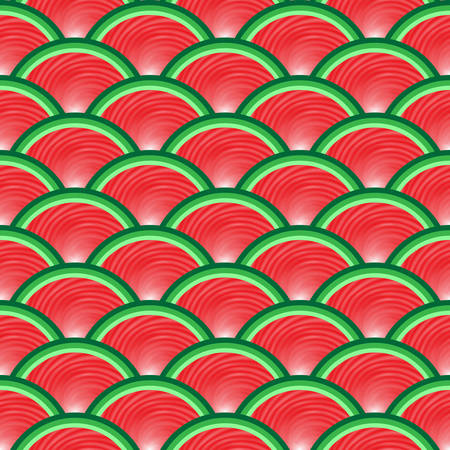 Seamless pattern of juicy slices of red watermelon. Watermelon abstract background. Concept of Hello Summer. Fruit vectorのイラスト素材
