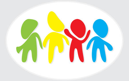 Abstract dancing human logo. Social network media people logo. Creative teamwork logo. Bright design element. Vector illustrationのイラスト素材