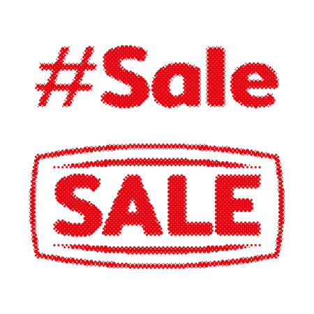 Hashtag Sale halftone label tag. Dotted grunge stamp from ink splashes. Textured design element for sale.のイラスト素材