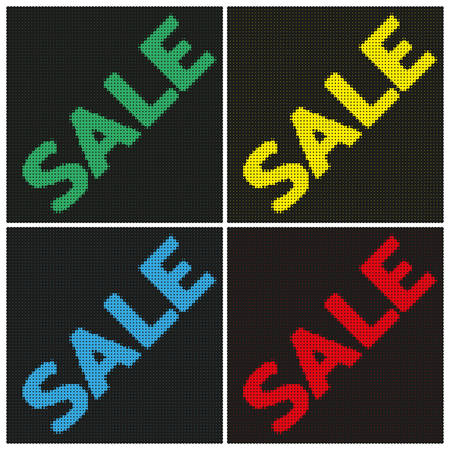 Sale halftone poster. Dotted grunge stamp from ink splashes. Textured design element for sale.のイラスト素材