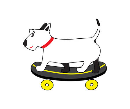 Cute dog rides on skateboard. Flat design. Vector. Vectorのイラスト素材