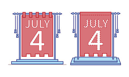 4th of July calendar day icon, desktop statuette. US Independence Day. Vector illustrationのイラスト素材