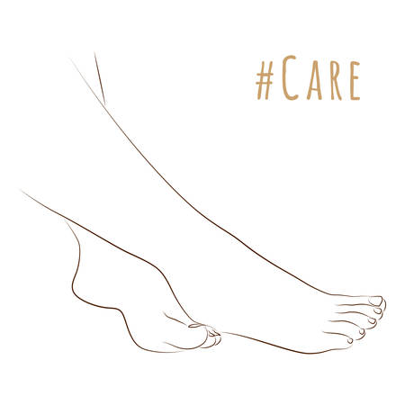 Sketch of elegant female legs, skin care theme, pedicure or procedures. Silhouette feet together for illustration beauty and health. Vector illustrationのイラスト素材