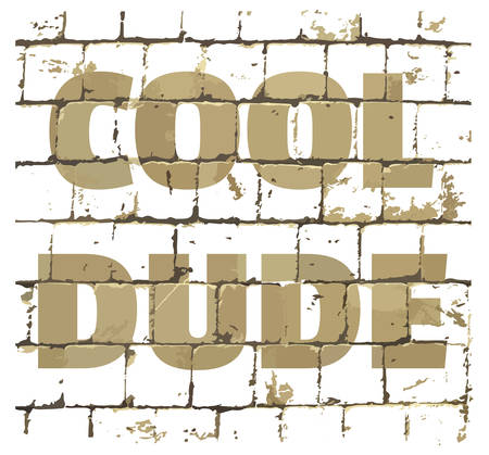 Cool Dude printed on stylized brick wall. Textured inscription for your design. Vector illustrationのイラスト素材