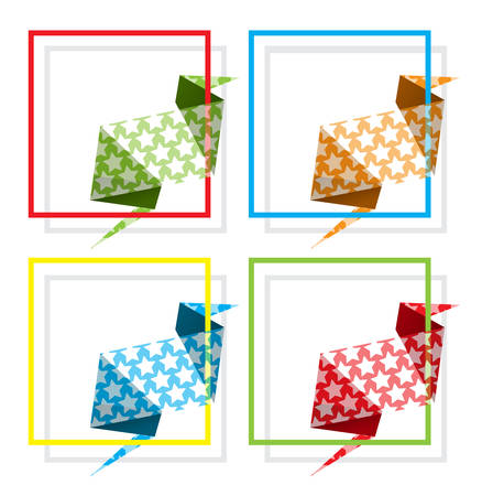 Origami dialogue banner for your message. Special offer. Discount tag, badge, emblem. Web stickers. Price tag template for catalog with space for textのイラスト素材