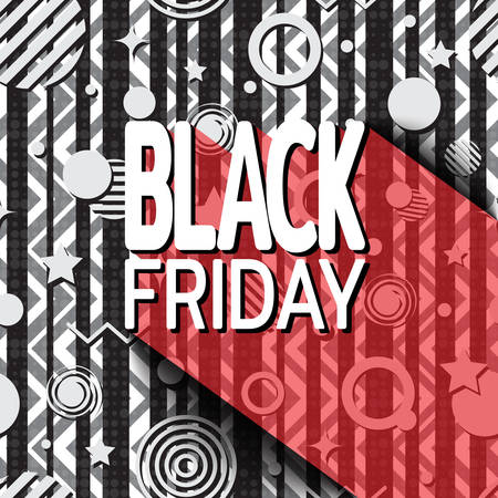 Black friday sale banner on background of geometric shapes. Template for use on flyer, poster, booklet. Vector illustrationのイラスト素材