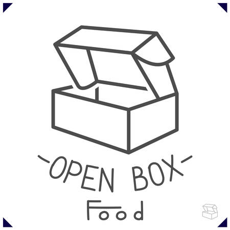 goods or food. Simple design for decor with open box. Vector illustrationのイラスト素材