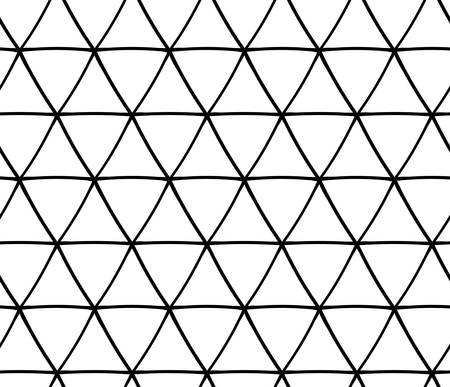Abstract seamless geometric pattern with triangular elements. Simple black and white linear mosaic texture. Vectorのイラスト素材