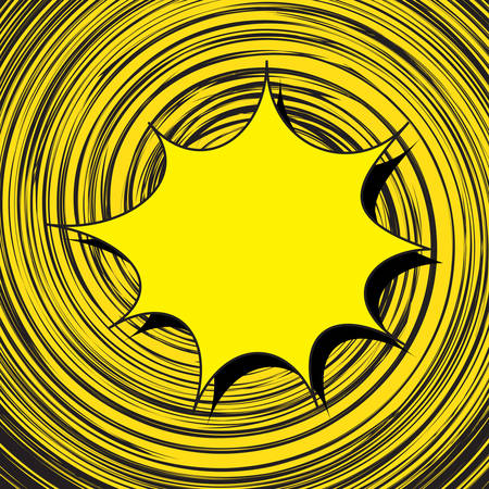 Speech bubble on spirally twisted lines background. Black-yellow color scheme. Motion lines for comic book and manga. Vector bright dynamic cartoon illustration. Pop-art style template for designのイラスト素材