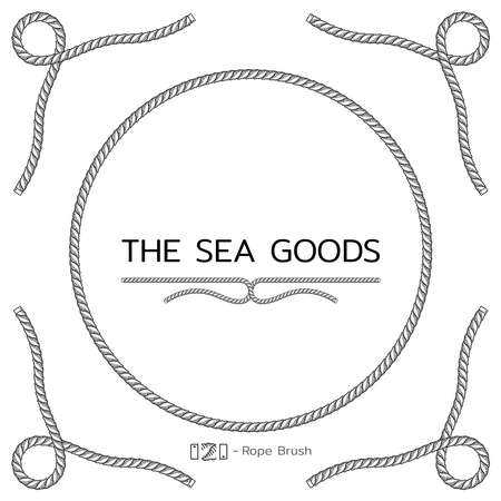 Rope design elements. Frame for text of marine theme. Template for nautical design. Sea speech bubble. Vectorのイラスト素材