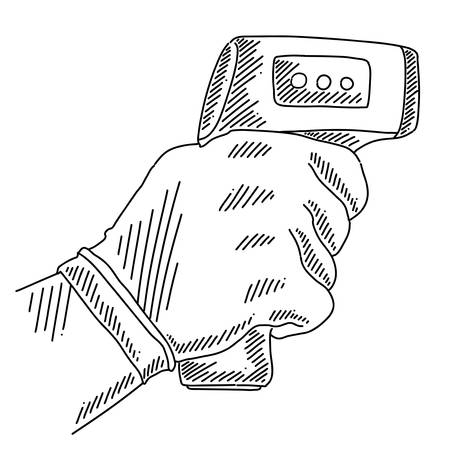 Hand holding body temperature measurement equipmentのイラスト素材